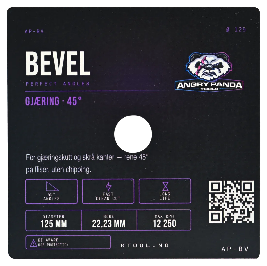Angry Panda Bevel — Diamantblad for gjærkutt og fasefresing bakside