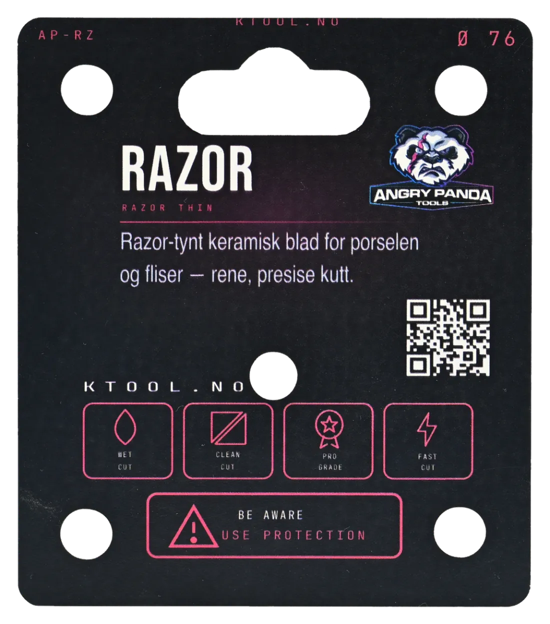 Angry Panda Razor — Ultraskarpt diamantblad for presise kutt bakside