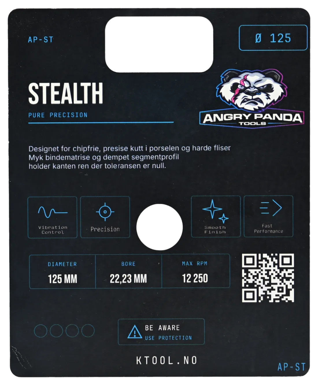 Angry Panda Stealth — Diamantblad for porselen og keramikk bakside